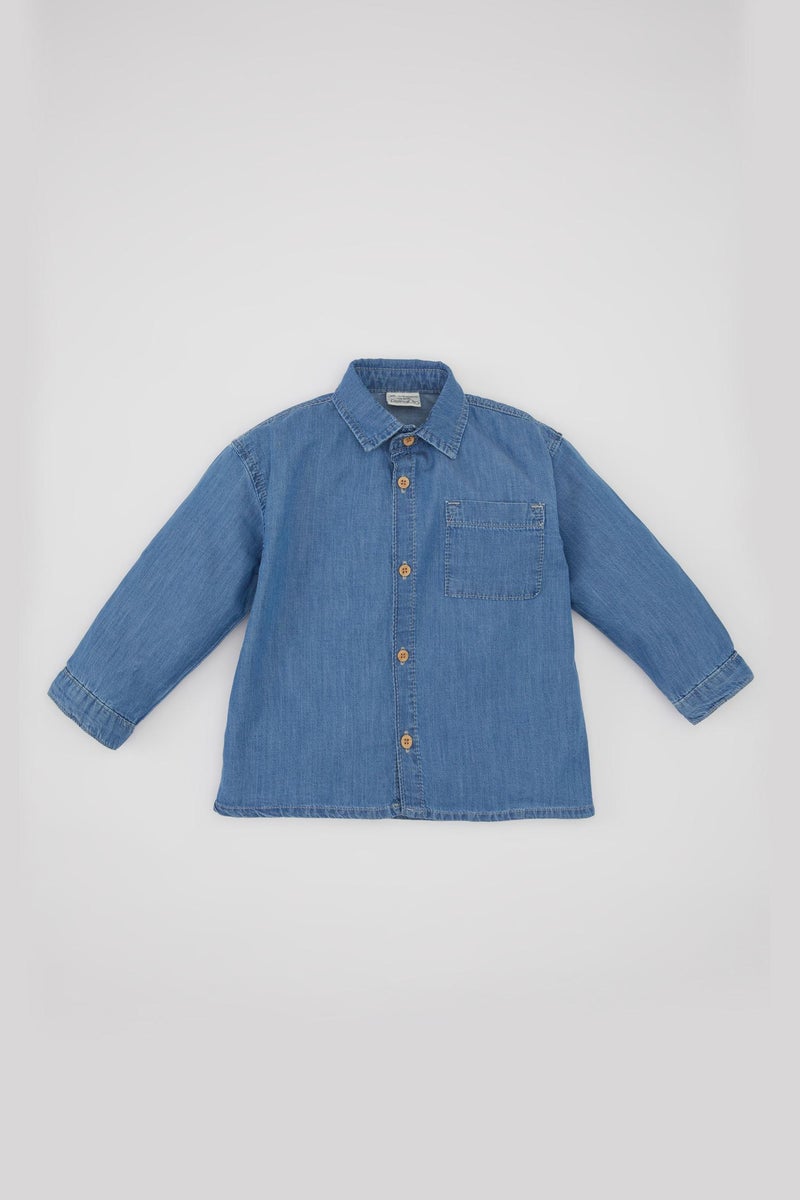 DeFacto Blue BabyBoy Baby Boy Long Sleeve Jean Shirt Casual - Image 4